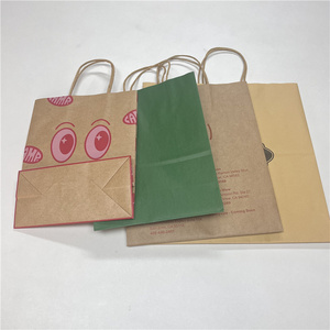 맞춤형 로고 인쇄 크라프트 종이 쇼핑백/음식 포장 종이 가방 (손잡이 포함) - Product Image 3