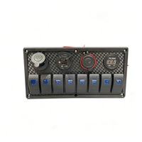 Panel Saklar Rocker Tahan Air 12V 24V 8 Gang untuk Kapal, Dilengkapi Pengisi Daya USB 3.1A Ganda, Voltmeter Digital, dan Lampu LED