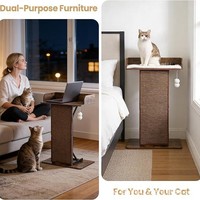 Arbre à chat de luxe moderne en bois massif pour chats de grande taille d'intérieur, 86 cm de haut avec design durable recouvert de sisal et grand lit-perchoir