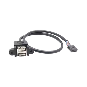 Connecteur double USB femelle 9 broches à monter sur panneau, diverses longueurs (30 cm, 50 cm), faisceaux de câbles d'extension en cuivre, connecteurs d'alimentation - Product Image 1