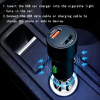 Pengisi Daya Mobil Cepat Universal 12-24V dengan Port USB Ganda & Layar Digital + Kabel Data 3-in-1