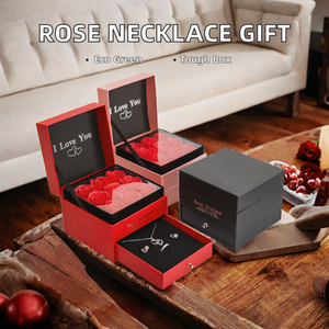 Hot Selling Eco-Friendly Artificial Acrylic Soap 9 Rose Flower Necklace Gift <b>Box</b> Valentines Mother's Day Eternal Rose Jewelry - Product Image 2