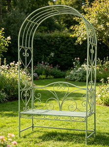 Jardin Décoratif Chine Usine Bonne Qualité Pelouse Jardin Vert De Jardin En <span class=keywords><strong>Fer</strong></span> <span class=keywords><strong>Forgé</strong></span> <span class=keywords><strong>Tonnelle</strong></span> de Jardin En Plein Air Arc avec Siège - Product Image 3
