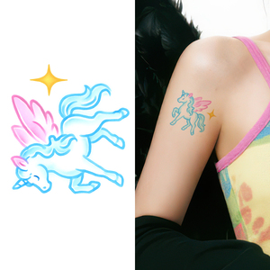Tatuaggi temporanei colorati adesivi piccolo bellissimo <span class=keywords><strong>unicorno</strong></span> simpatico cartone animato tatuaggio impermeabile per la gamba del braccio del viso - Product Image 1