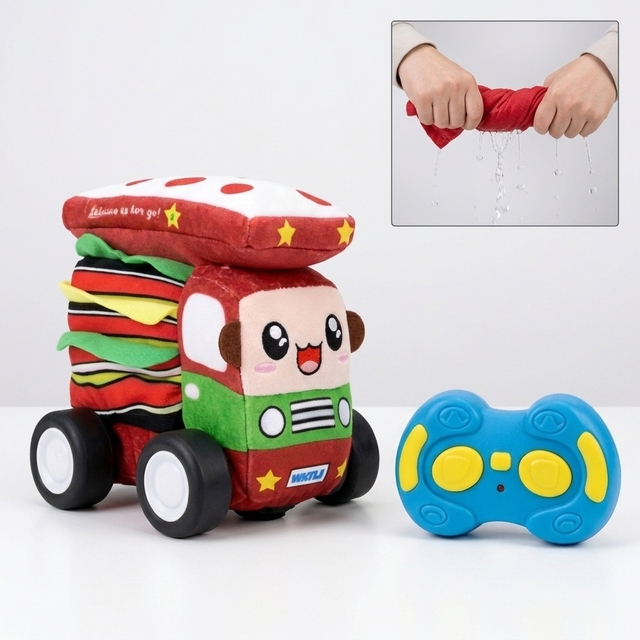Factory Direct 2.4GHz 4CH RC Cartoon Plush Sandwich Truck Toy Washable Plush Cover Compatible Standard Building Blocks Kids 15M