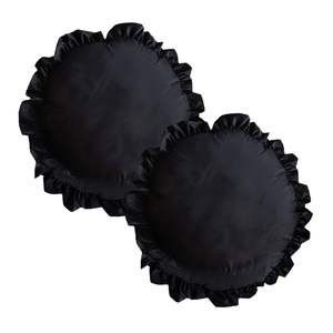 DB 2X 45cm rond coussin Vintage papillon noir Lotus feuille bord décoratif et accessoires pour la maison - Product Image 3
