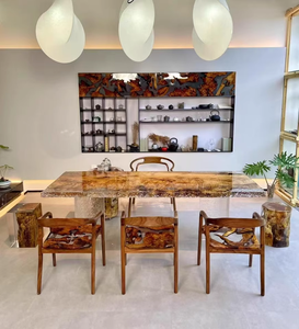 Твердая деревянная большая тарелка из орехового розового дерева современная мебель для гостиной из эпоксидной смолы речной стол настольный обеденный стол чайный столик - Product Image 1