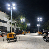 Tour d'éclairage mobile portable sur remorque avec générateur diesel hydraulique à LED, homologuée IP67, hauteur de levage 9m, en promotion