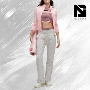 Chaqueta Corta para Mujer, Color Rosa Cuarzo Dorado, Manga Larga, Cuello Alto, con Cierre, de Secado Rápido - Product Image 5