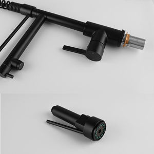 Classic Chrome Black Spring 59-1 Brass Spring Kitchen Faucet, Single Handle, Dual Outlet Kitchen Rotary Faucet - Product Image 3