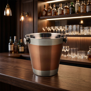 Seau à glace en acier inoxydable de style industriel avec poignées latérales, double paroi isolée, refroidisseur à vin durable pour la bière, personnalisable - Product Image 3