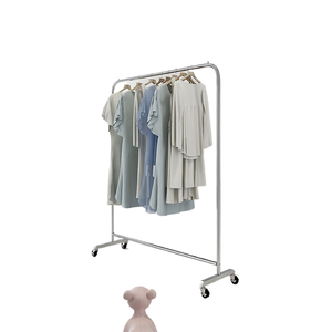 Espositore <span class=keywords><strong>per</strong></span> Abbigliamento in Acciaio Inox Spazzolato Argento Stile Art Déco, con Ruote, <span class=keywords><strong>per</strong></span> Sala Live Streaming - Product Image 4