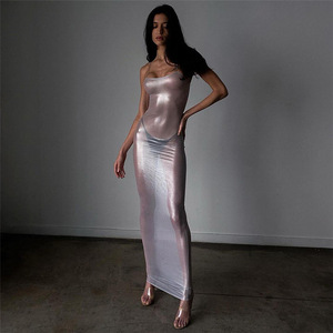 Long Silver Slip Dress - Elegant & Sexy Fashion Statement