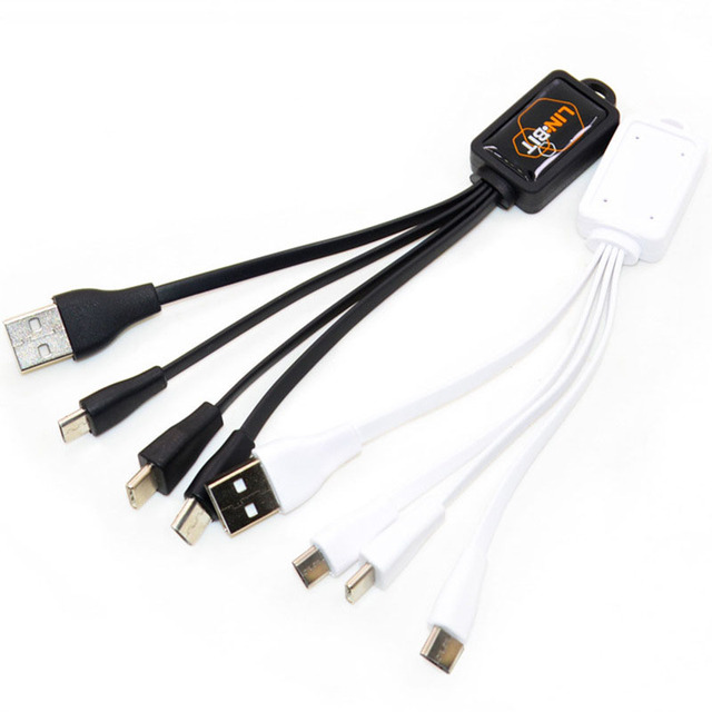 AiAude OEM Logo Factory Price Manufacture Multi Short Small Charging Cord Keychain Charger Portable Charging Cable 3 in 1