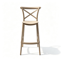 Chaise de bar moderne en plastique haute avec dossier croisé, empilable, pour hôtel, maison, café, restaurant