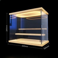 Vitrine de présentation en acrylique pour figurines, poupées Pop Mart et miniatures mignonnes, avec éclairage, couvercle anti-poussière et design pliable en cube