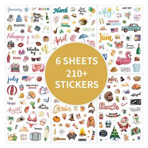 210 pegatinas de dibujos animados para planificador, temática navideña, calcomanías para diario, juego de decoración de notas mensuales en inglés - Product Image 2