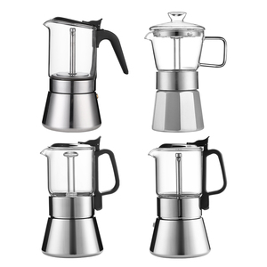 Machine à café expresso en verre de cristal, poêle commerciale, Pot à moka italien en acier inoxydable pour Induction, 120/240/360ML - Product Image 1