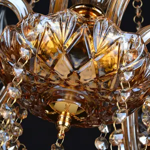 Postmodern amber crystal chandelier luxury home living room bedroom lighting banquet hall club fashion pendant lamp