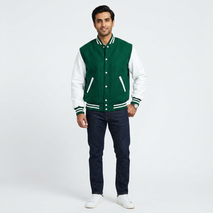 Custom <b>Men's</b> Varsity <b>Jackets</b> for Teams Schools Individuals 100% Cotton Stand Collar Front Breathable Winter <b>Jackets</b> Size Weight - Product Image 1