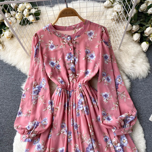 Abito invernale a <span class=keywords><strong>maniche</strong></span> <span class=keywords><strong>lunghe</strong></span> Casual di nuova moda da <span class=keywords><strong>donna</strong></span> abbigliamento all'ingrosso con stampe floreali - Product Image 3