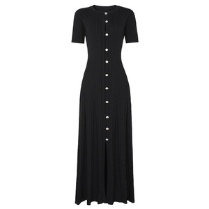 Nuovi Arrivi: Abito Autunno Inverno Nero e <span class=keywords><strong>Bordeaux</strong></span>, Aderente, Maniche Corte, Collo Tondo, <span class=keywords><strong>Vestito</strong></span> Lungo <span class=keywords><strong>in</strong></span> <span class=keywords><strong>Maglia</strong></span> per Donne - Product Image 3
