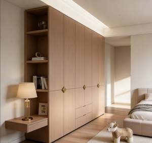 Customized Solid Teak Wood <b>Wardrobe</b> Tropical Style Bedroom Furniture Walk in Closet With Natural Wood Grain and Carvings - Product Image 4