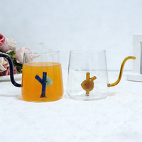 Vente en gros de tasses à café en verre transparent GLEAM 350 ml personnalisées, résistantes à la chaleur, compatibles avec le micro-ondes et la lave-vaisselle, poignée unique, design moderne, sans BPA