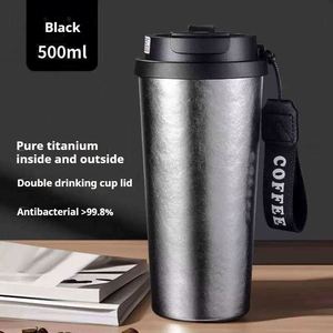 Full Titanium Coffee Mug Double Wall Vacuum <b>Insulated</b> Pure Titanium Water <b>Cup</b> Portable Leakproof Travel Tumbler for Camping - Product Image 3