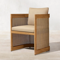 Ensemble de salle à manger d'extérieur moderne et luxueux en teck durable pour hôtel et villa, avec chaises de patio