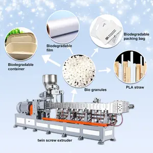 100% biologisch abbaubare PLA/PBAT Mais Cassava Stärke Kunststoff Granulat Herstellung Zwillinge Schnecken extruder Maschine