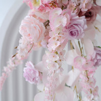 Bruiloftdecoratie Roze Zijden Bloemen Rijen Achterwand Set voor Evenementen en Feesten met Handgemaakte Duurzame Bloemendecoratie