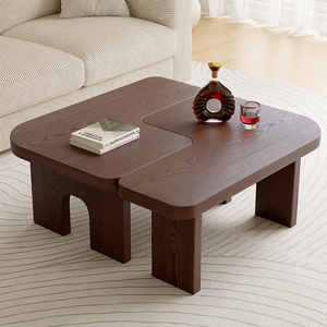 Tavolino da Caffè Multifunzionale Giapponese Wabi Sabi, Combinazione Irregolare, Tavolino Centrale Basso in Legno Nero Creativo Americano - Product Image 6