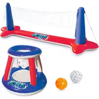 Opblaasbare Volleybal Net & Basketbal Hoops Red & Blue Pool Float Set/Opblaasbaar Zwembad Speelgoed