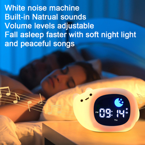 Silicone mèo ánh sáng ban đêm đèn trắng tiếng ồn máy & Ngủ huấn luyện viên Đồng hồ báo thức nhẹ nhàng bé Vườn ươm bàn & bảng đồng hồ - Product Image 4
