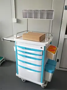 BT-AY005 Cheap Hospital ABS Plastic Anesthesia Trolley Medical Crash Cart Medicine Trolleys With Drawers Price