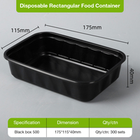 Boîte alimentaire rectangulaire noire jetable anti-fuite en PP avec couvercle ventilé pour la vente en gros