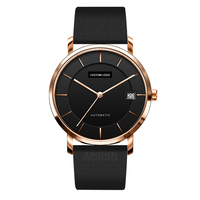 Montre à Quartz Ultra-Mince de Luxe pour Homme L5016 Mouvement Citoyen Étanche et Lumineux Dos en Acier Inoxydable avec Bracelet en Cuir