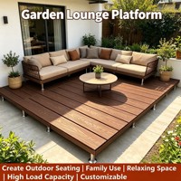 Plancher surélevé modulaire WPC à hauteur réglable et équilibré pour jardins, piscines, parcs et scènes de mariage.