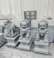 Statue de chien Feng Shui Fu Foo en pierre de granit vert chinois de grande taille pour l'extérieur, paire de Lions gardiens