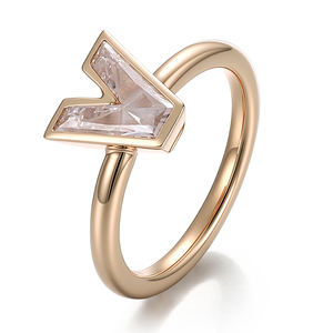 Anillo de diamantes con letra personalizada, anillo de diamantes cultivados en laboratorio de oro sólido de 18 quilates, anillo de compromiso con forma alienígena personalizado, joyería para mujer - Product Image 2