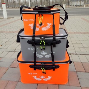 Eva Fishing Tackle <b>Box</b> Folding Live Fish Bucket 30cm 40cm 50cm Multi Purpose Outdoor Fishing Gear <b>Storage</b> Case Orange Gray - Product Image 1