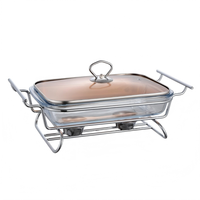 Chauffe-plats de luxe 2,0 L en acier inoxydable, double zone, alimenté par alcool solide, couleur or rose/or, marque CD