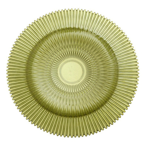 <span class=keywords><strong>Assiette</strong></span> de présentation en verre <span class=keywords><strong>vert</strong></span> <span class=keywords><strong>olive</strong></span> de 13 pouces pour mariages, événements, décoration de table, vaisselle décorative en verre côtelé - Product Image 5