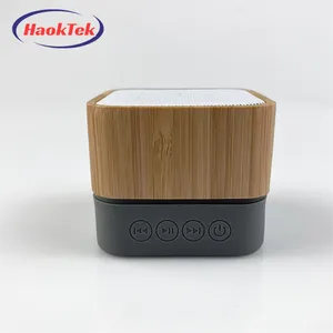 OEM LOGO Bamboo Wooden Wireless Speaker Bluetooth 5.0 cube speaker for music