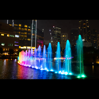 Fuente Musical de Acero Inoxidable de Bajo Precio, Venta Directa de Fábrica en China, Luces de Fuente con Controlador de Color, Boquillas Ajustables