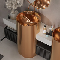 Nouveau Lavabo Colonne Autoportant pour Salle de Bain en Acier Inoxydable Fini Brossé, Plusieurs Couleurs Disponibles