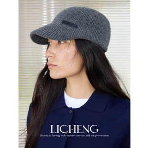 Casquette tendance en tricot pour femme, style bec de canard, pour l'automne et l'hiver, chaude, amincissante, polyvalente, type newsboy - Product Image 4