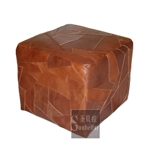 Yeni tasarım yüksek kalite hakiki deri osmanlı <span class=keywords><strong>modern</strong></span> kare kahverengi deri sandıklı tabure lving odası ahşap osmanlı yan masa - Product Image 4