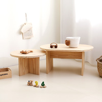 Petite table d'étude ronde et ovale pour enfants, en bois massif, pour loisirs créatifs, jouets, tapis de jeu, éducation précoce, style moderne et minimaliste